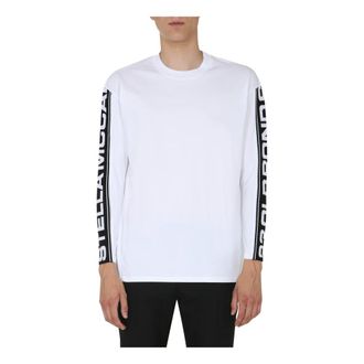 Stella McCartney Stella McCartney, Long Sleeve Tops, male, White, Size: S Logo Tape Long Sleeve Top