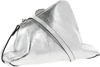 The Attico Womens Day Off Small Clutch Silver Calfskin Leather