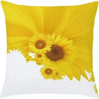 OEM Fundas De Almohada Decorativas De Algod&oacute;n Y Lino Para Sof&aacute;, Estampado De Pintura Al &Oacute;leo De Girasoles, Fundas De Coj&iacute;n Para Sala De Estar