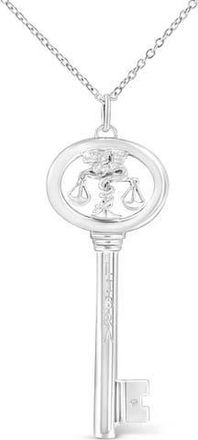 House of Brilliance 925 Sterling Silver Diamond Accent Zodiac Key 18 Pendant Necklace in Libra at Nordstrom