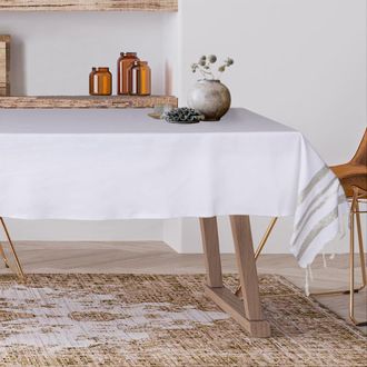 Febronie Mantel algod&oacute;n 150x250 blanco / plateado