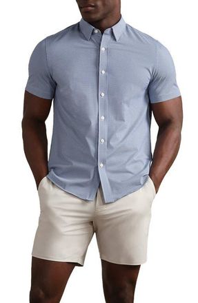 Rhone Commuter Micro Check Button-Up Shirt in Indigo Blue Micro Gingham at Nordstrom, Size Xx-Large
