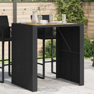 vidaXL Vidaxl - Mesa Alta Jard&iacute;n Superficie Madera Rat&aacute;n Pe Negro 105x80x110 Cm