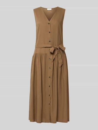 s.Oliver Red Label Regular Fit Freizeitkleid aus Leinen-Viskose-Mix in Mittelbraun, Gr&ouml;&szlig;e 34