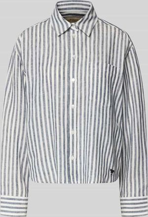 Max Mara Boxy Fit Leinenbluse mit Allover-Muster Modell ALBATRO in Dunkelblau, Gr&ouml;&szlig;e 34