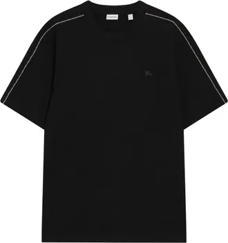 Burberry Seth CHK T-Shirt - Heren - T-shirts - Zwart - S - Katoen - Tops