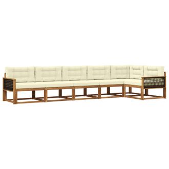 vidaXL Conjunto De Sof&aacute;s De Exterior Con Coj&iacute;n 6 Pcs Natural Y Crema Vidaxl