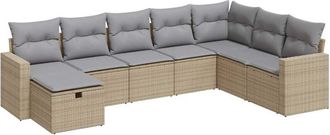 vidaXL Set De Sof&aacute;s De Jard&iacute;n Y Cojines 8 Piezas Rat&aacute;n Sint&eacute;tico Beige Vidaxl