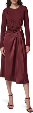 DKNY Hardware Waist Long Sleeve Dress in Blk Cherry at Nordstrom, Size X-Small
