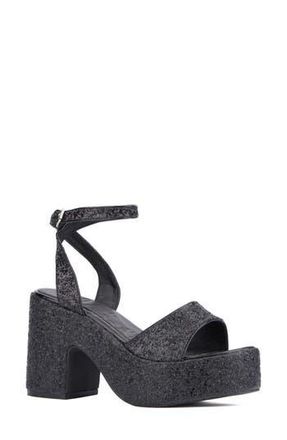 Olivia Miller Capricorn Glitter Platform Sandal in Black Glitter at Nordstrom Rack, Size 7.5