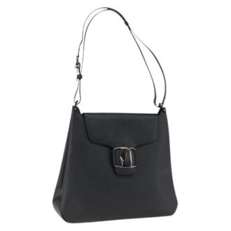 Ferragamo Pre-owned Shoulder Bags, female, Black, Size: ONE SIZE Pre-owned Leather Shoulder Bag