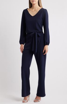 Nikki Lund Aileen Long Sleeve Jumpsuit in Navy at Nordstrom, Size X-Large