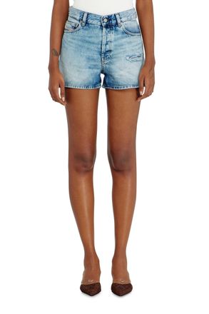 Diesel Shorts in fluid denim with abrasions - Shorts - Woman - Blue