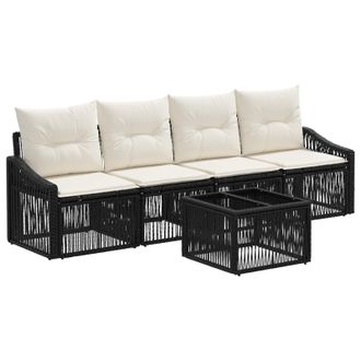 vidaXL Conjunto De Sof&aacute;s De Jard&iacute;n 5 Pcs Negro Rat&aacute;n Sint&eacute;tico Vidaxl