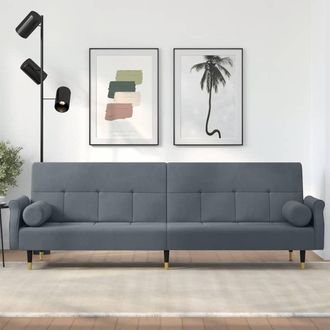 vidaXL Sof&aacute; Cama Con Cojines Terciopelo Gris Oscuro Vidaxl