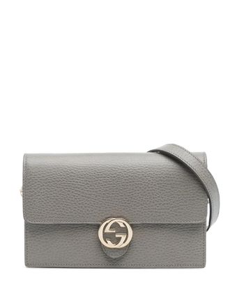 Gucci 2016-2025 Leather Interlocking G Dollar Wallet on Chain crossbody bag - Grey