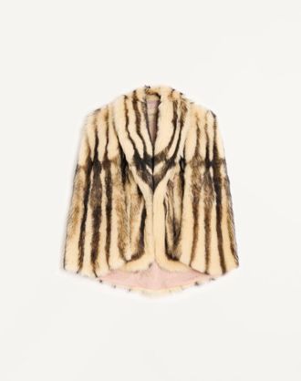 Valentino Caban In Shearling Stampato Donna BEIGE/MARRONE 44