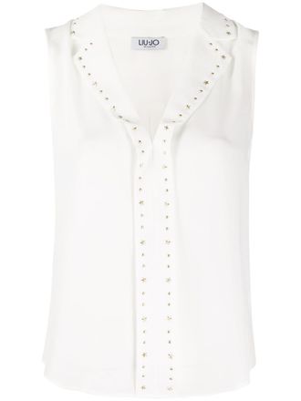 Liu Jo stud detail blouse - women - Polyester - 46 - White