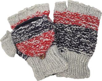 Gheri Woolen Knit Fleecelined Fingerless Gloves Convertible Mittens K