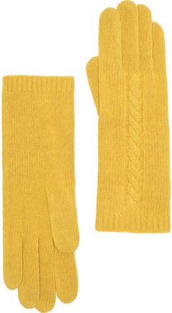 Portolano Cable Knit Cashmere Gloves in Sulfur at Nordstrom Rack