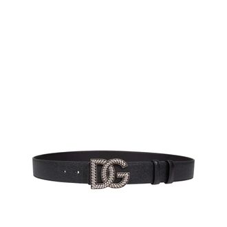 Dolce & Gabbana Kalfsleren Riem - Heren - Riemen - Zwart - 95 CM - Leer - Accessoires