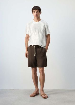 Mango Bermuda relaxed-fit misto cotone lino marrone - Uomo - 46 - MANGO MAN