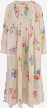 P&eacute;ro jurk van katoen en zijde met ruitpatroon