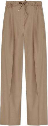 Moncler Geplooide broek - Dames - Straight fit broeken - Beige - M - Wol - Broeken
