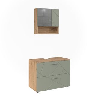 Vicco Conjunto De Muebles De Ba&ntilde;o Irma, Verde Salvia, 2 Partes, Vicco