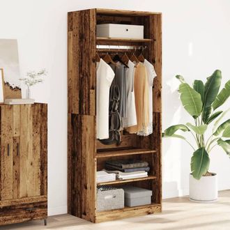 Berkfield Home Wardrobe Old Wood 80x50x200 cm Engineered Wood in Brown | Size: 80 x 50 x 200 cm