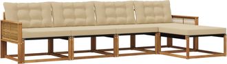 vidaXL Conjunto De Sof&aacute;s De Exterior 5 Uds. Natural Y Beige Vidaxl