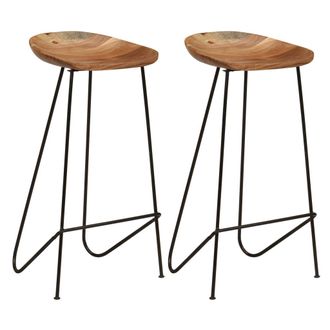vidaXL Vidaxl - Taburetes De Cocina 2 Unidades Madera Maciza De Acacia
