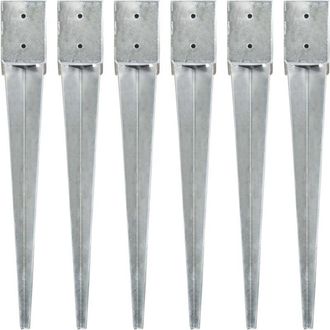 vidaXL Vidaxl - Picas De Tierra 6 Uds Acero Galvanizado Plateado 10x10x76 Cm