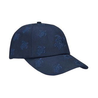 Vilebrequin Geborduurde Cap Turtles All Over - Heren - Petten - Blauw - ONE Size - Katoen - Accessoires