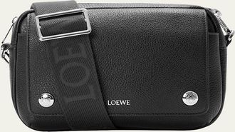 Loewe Mens Small Pebble Messenger Bag in Grained Calfskin