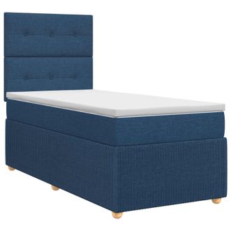 vidaXL Letto Box Spring Con Materasso Blu 90 X 190 Cm Tessuto Vidaxl