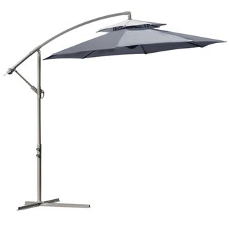 OUTSUNNY 2.7m Cantilever Banana Parasol Outdoor Sun Shade w/ Crank - Dark Grey | TJ Hughes
