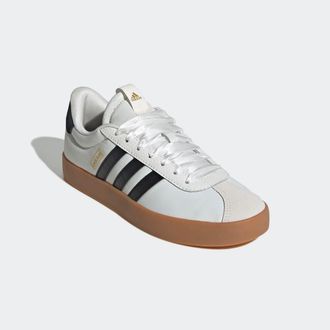 adidas Sneaker ADIDAS SPORTSWEAR VL COURT 3.0, Damen, Gr. 38,5, weiss (core wei&szlig;, core schwarz, gold metallic), Leder, Textil, Schuhe Sneaker, Design auf den