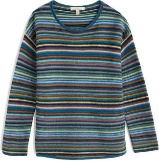 Seasalt Cornwall Fruity II Stripe Merino Wool Blend Sweater in Knit Ripple Marks Teal Multi at Nordstrom Rack, Size 10 Us / 14 Uk