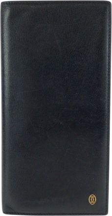 Cartier Black Leather Long Wallet (Bi-Fold) (Pre-Owned)
