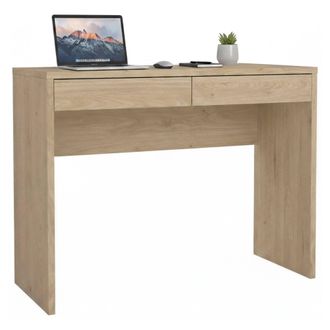 Dmora Escritorio Acero, Escritorio Multiusos, Mesa De Oficina Para Pc, El Plan De Trabajo, 100x40 H77 Cm, Roble - Dmora