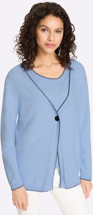 Heine Strickpullover HEINE Twinset, Damen, Gr. 34, eisblau, meliert, 50% Viskose, 28% Polyester, 22% Polyamid, meliert, unifarben, Pullover Strickpullover