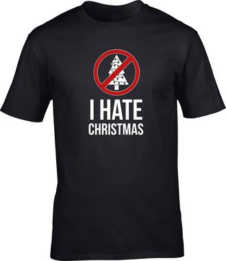 HippoWarehouse I Hate Christmas Anti Holiday Spirit Funny Sign Christmas Tree Announcement Unisex Short Sleeve t-Shirt (Specific Size Guide in Description) Black