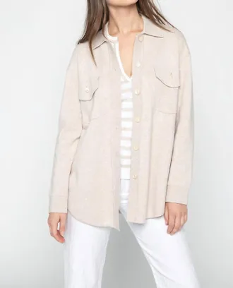 Kinross Cashmere Shacket Top In Wicker