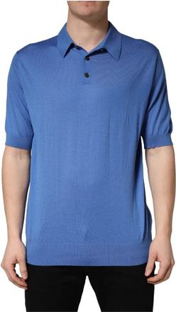 Dolce & Gabbana Polo Shirt - Heren - Polos - Blauw - 3XL - Kasjmier - Tops