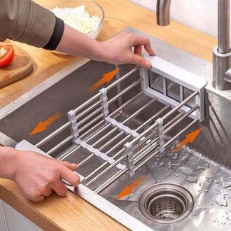 OEM Escurridor De Platos Extensible, Estante De Almacenamiento Para Fregadero De Cocina, Inoxidable, Con Capacidad Para Esponjas, Pa&ntilde;os, Cepillos Y Jab&oacute;n 