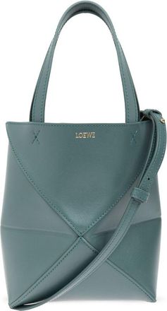 Loewe mini Puzzle Fold tote bag - women - CALFSKIN/Calf Suede - One Size - Blue