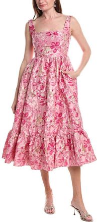 Adrianna Papell Jacquard Flounce Midi Dress