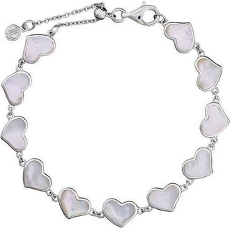 Jan Leslie All Around Heart Bracelet Set In Sterling Silver in White at Nordstrom