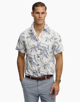 Superdry Mens Superdry Mens Vintage Loom Short Sleeve Shirt - Canna Leaves China Blue - Size: Regular/36